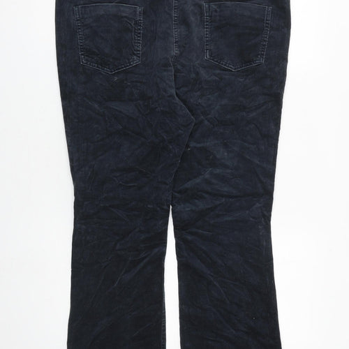 Marks and Spencer Womens Blue Cotton Trousers Size 16 L29 in Regular Zip