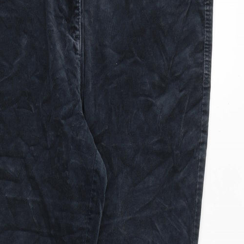 Marks and Spencer Womens Blue Cotton Trousers Size 16 L29 in Regular Zip
