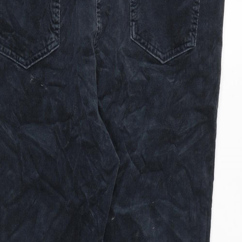 Marks and Spencer Womens Blue Cotton Trousers Size 16 L29 in Regular Zip