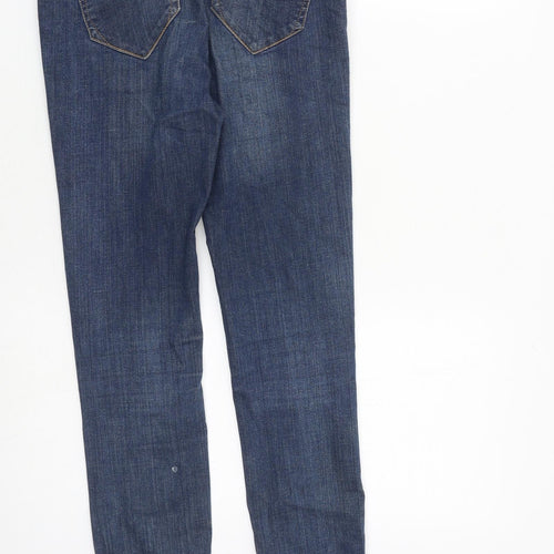River Island Womens Blue Cotton Skinny Jeans Size 8 L27 in Regular Zip - Raw Hem