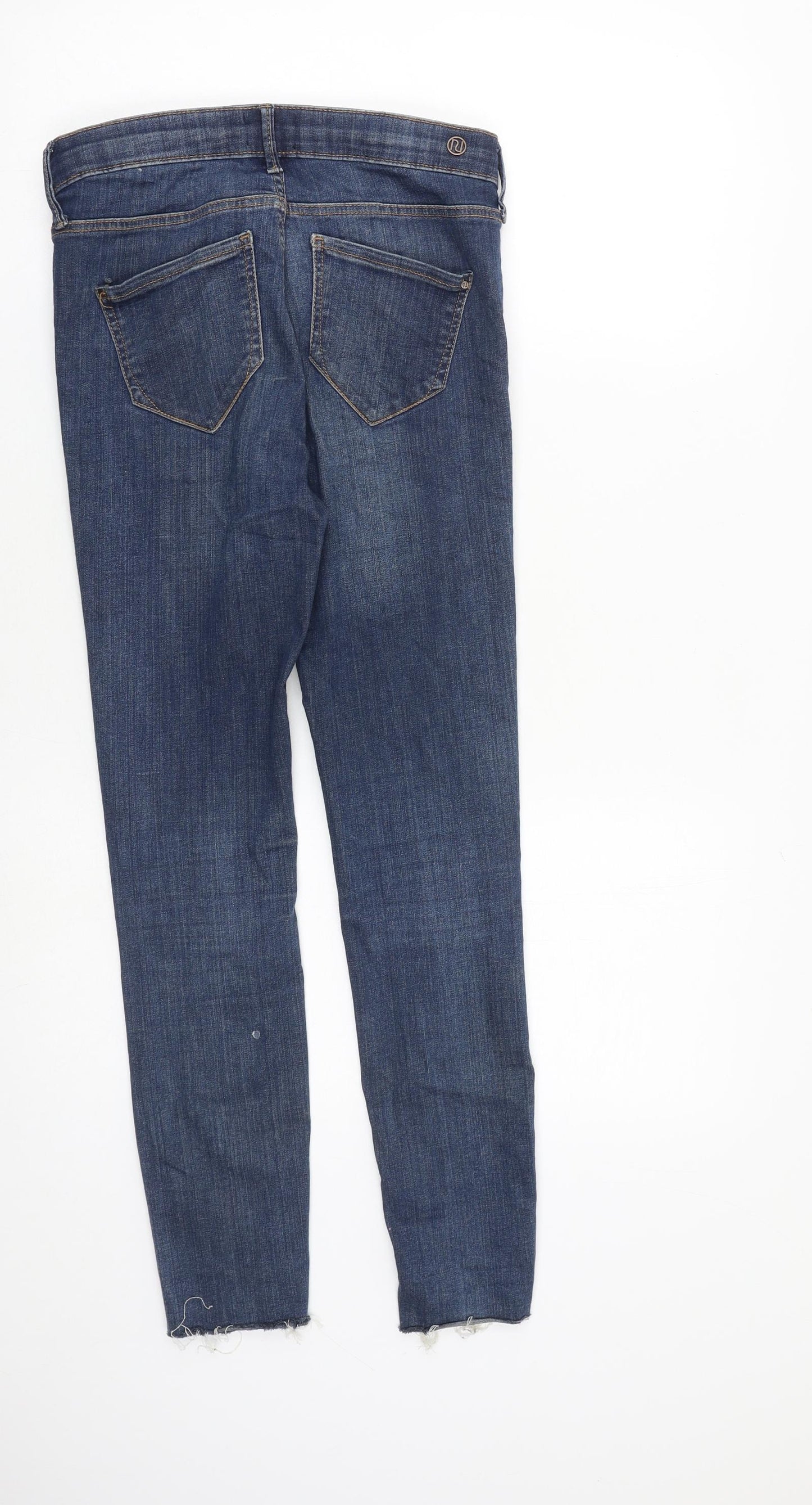 River Island Womens Blue Cotton Skinny Jeans Size 8 L27 in Regular Zip - Raw Hem