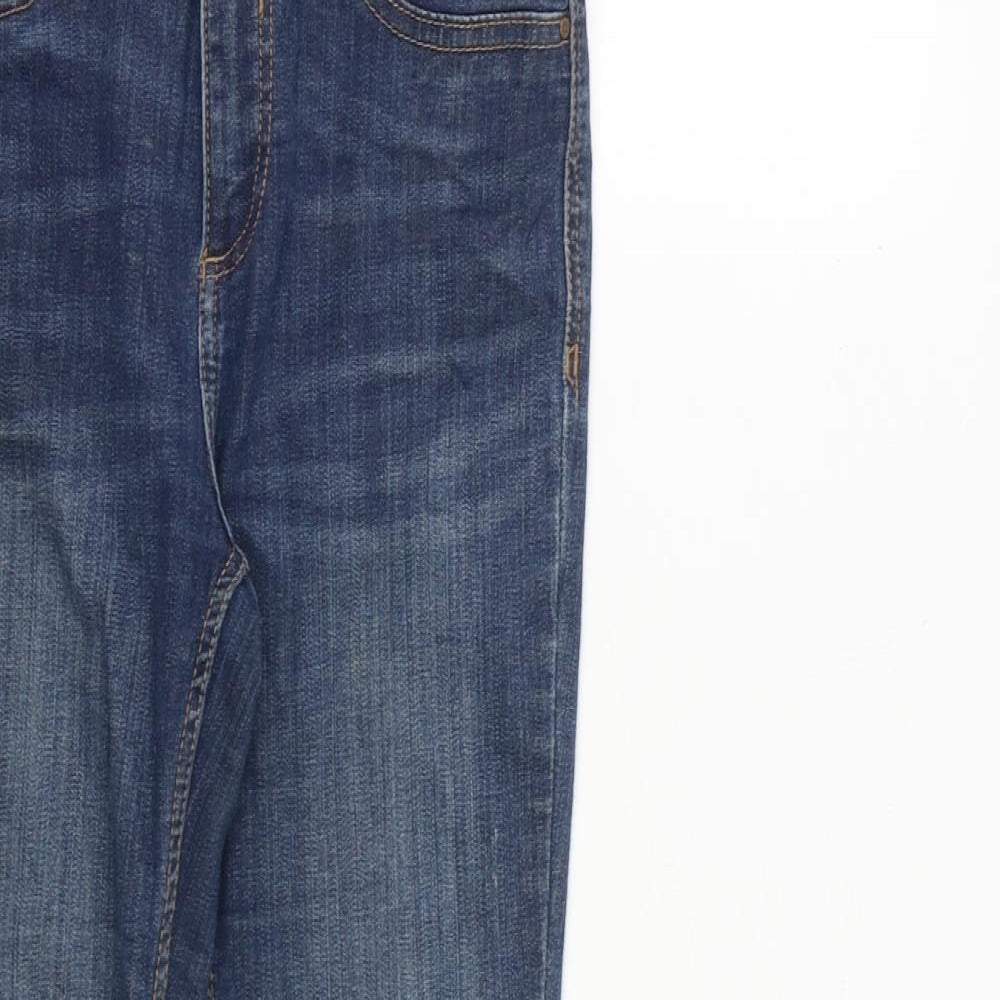 River Island Womens Blue Cotton Skinny Jeans Size 8 L27 in Regular Zip - Raw Hem