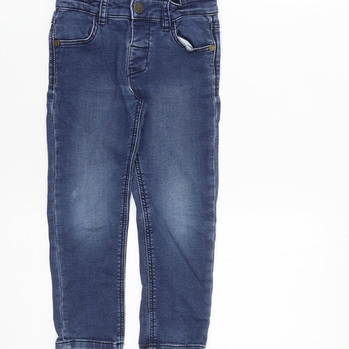Marks and Spencer Boys Blue Cotton Skinny Jeans Size 3-4 Years Regular Zip