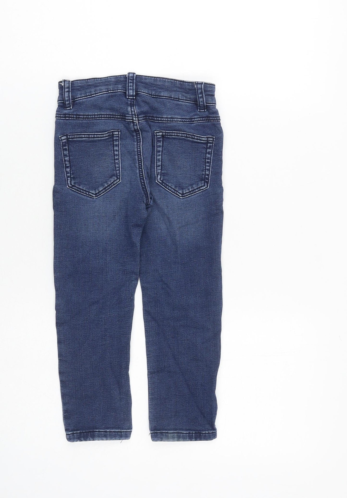 Marks and Spencer Boys Blue Cotton Skinny Jeans Size 3-4 Years Regular Zip