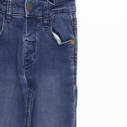 Marks and Spencer Boys Blue Cotton Skinny Jeans Size 3-4 Years Regular Zip