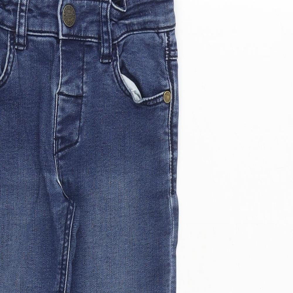 Marks and Spencer Boys Blue Cotton Skinny Jeans Size 3-4 Years Regular Zip