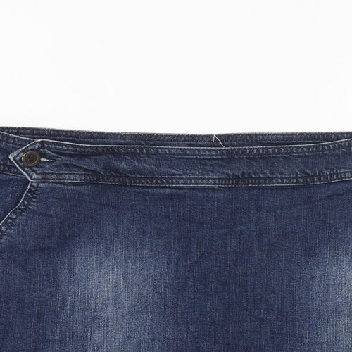 White Stuff Womens Blue Cotton Mini Skirt Size 14 Zip