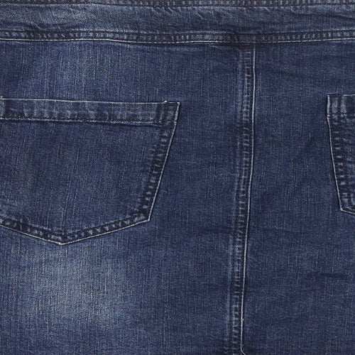 White Stuff Womens Blue Cotton Mini Skirt Size 14 Zip