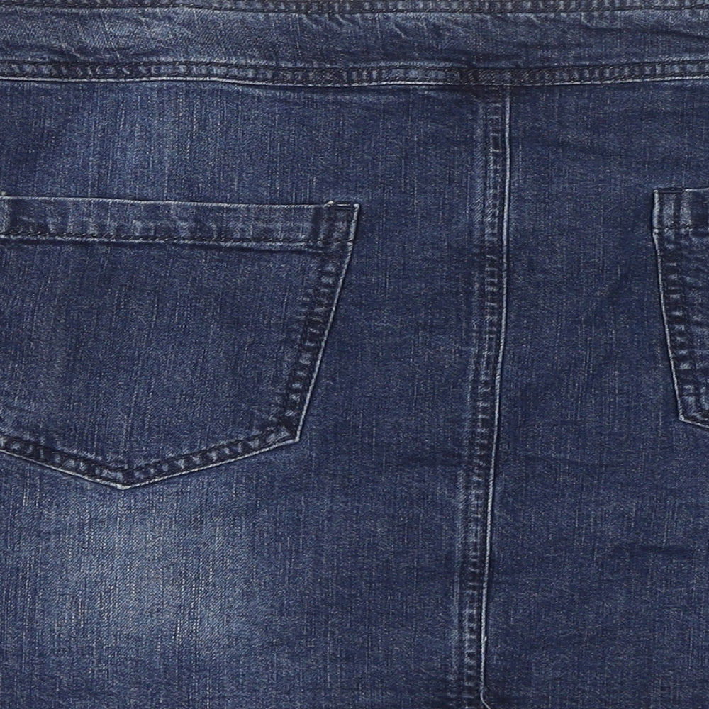 White Stuff Womens Blue Cotton Mini Skirt Size 14 Zip