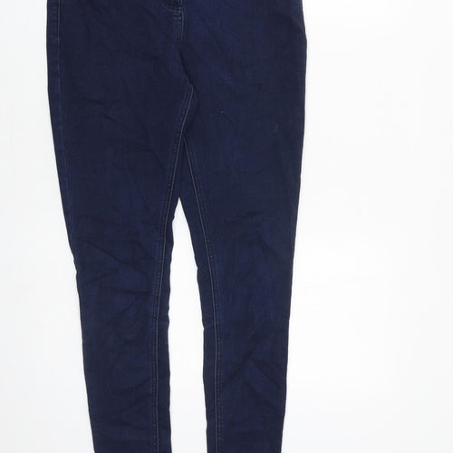 F&F Womens Blue Cotton Skinny Jeans Size 8 L32 in Slim Zip