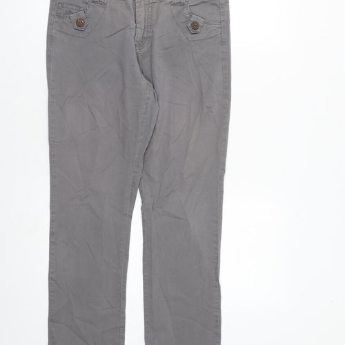 MANTARAY PRODUCTS Womens Grey Cotton Trousers Size 10 L28 in Regular Zip