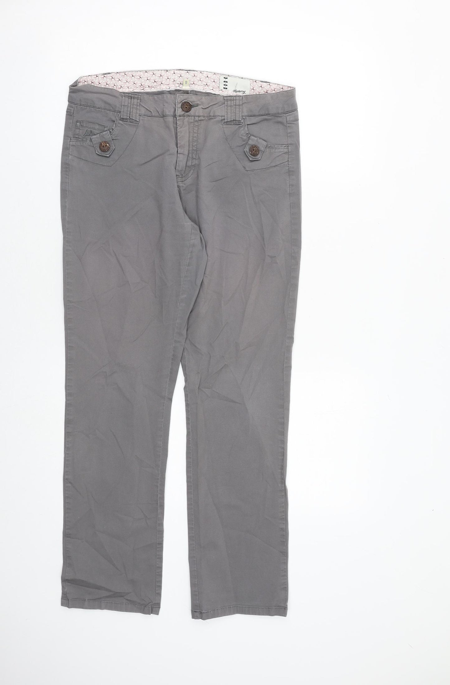 MANTARAY PRODUCTS Womens Grey Cotton Trousers Size 10 L28 in Regular Zip