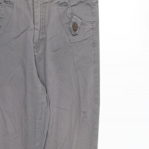 MANTARAY PRODUCTS Womens Grey Cotton Trousers Size 10 L28 in Regular Zip