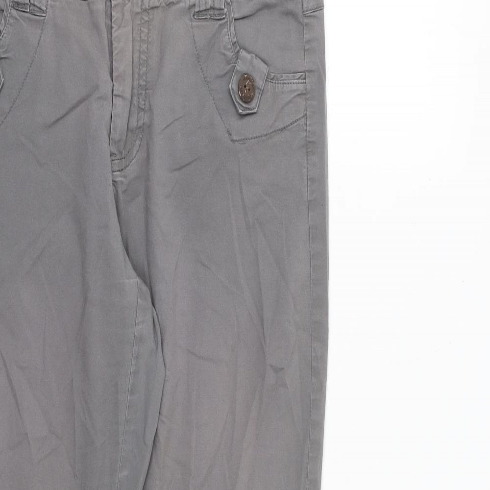 MANTARAY PRODUCTS Womens Grey Cotton Trousers Size 10 L28 in Regular Zip