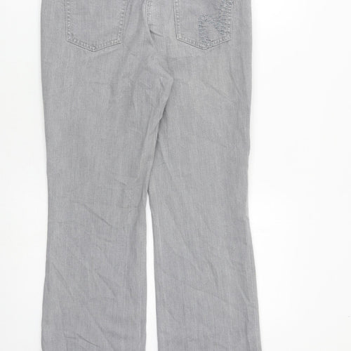 Per Una Womens Grey Cotton Bootcut Jeans Size 8 L30 in Regular Zip