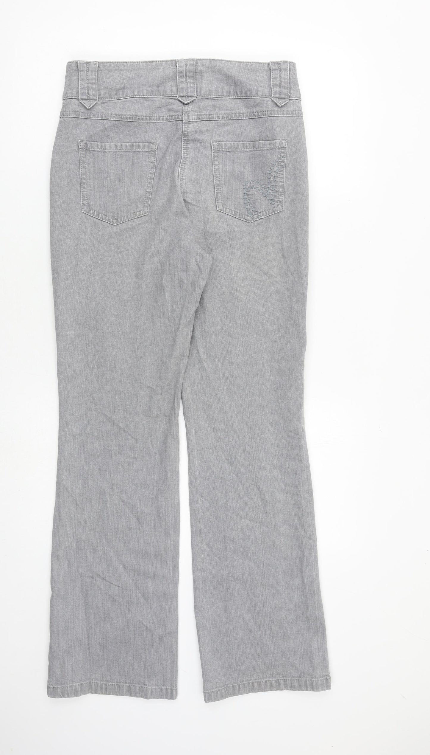 Per Una Womens Grey Cotton Bootcut Jeans Size 8 L30 in Regular Zip