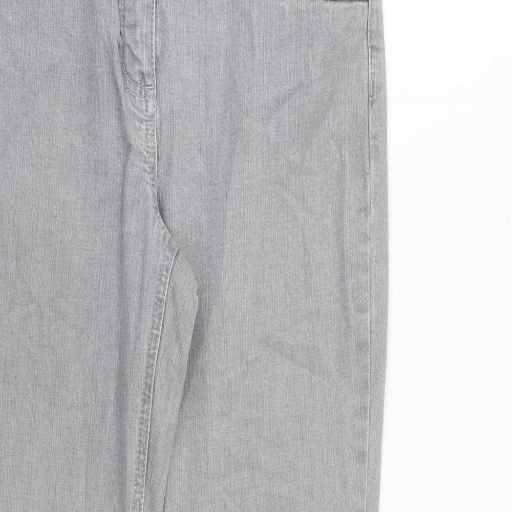 Per Una Womens Grey Cotton Bootcut Jeans Size 8 L30 in Regular Zip
