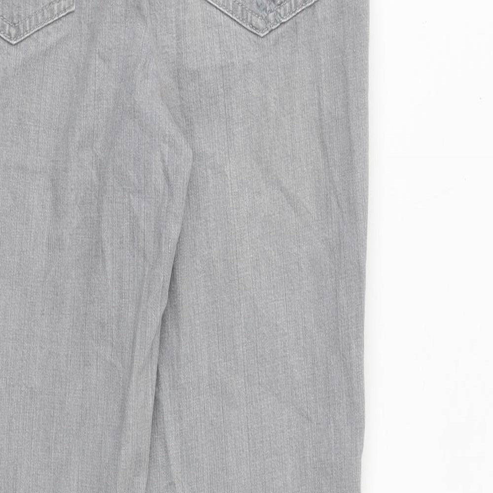 Per Una Womens Grey Cotton Bootcut Jeans Size 8 L30 in Regular Zip