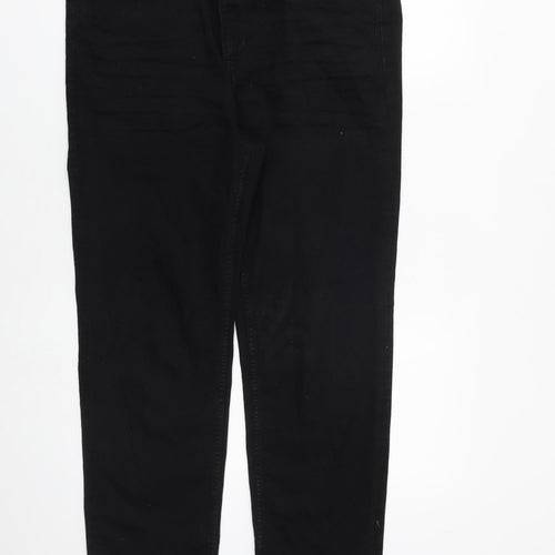 Marks and Spencer Womens Black Cotton Straight Jeans Size 16 L28 in Regular Zip