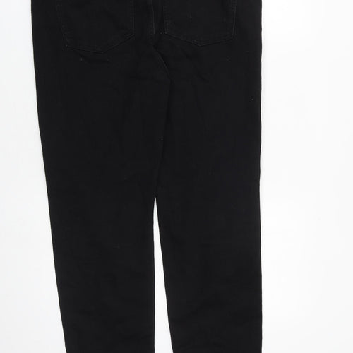 Marks and Spencer Womens Black Cotton Straight Jeans Size 16 L28 in Regular Zip