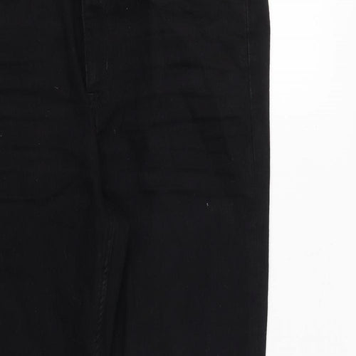 Marks and Spencer Womens Black Cotton Straight Jeans Size 16 L28 in Regular Zip
