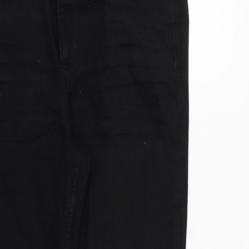 Marks and Spencer Womens Black Cotton Straight Jeans Size 16 L28 in Regular Zip