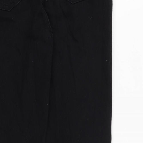 Marks and Spencer Womens Black Cotton Straight Jeans Size 16 L28 in Regular Zip