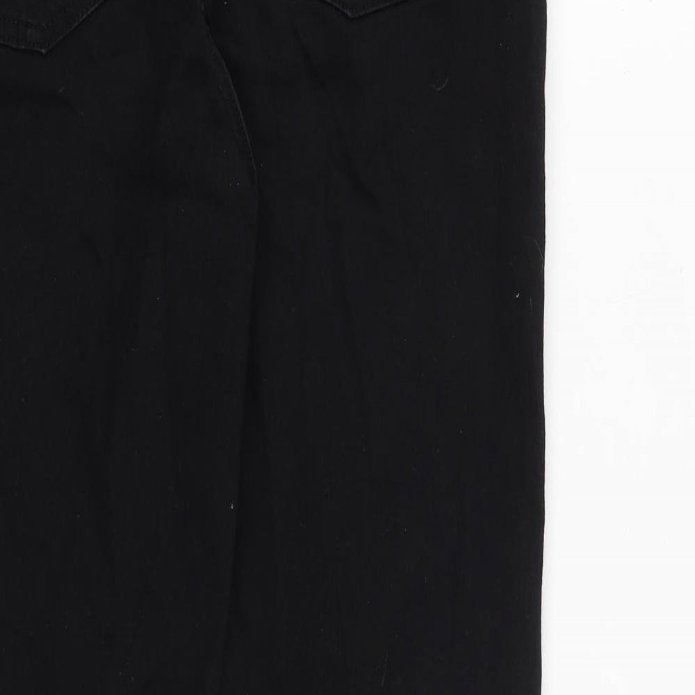 Marks and Spencer Womens Black Cotton Straight Jeans Size 16 L28 in Regular Zip