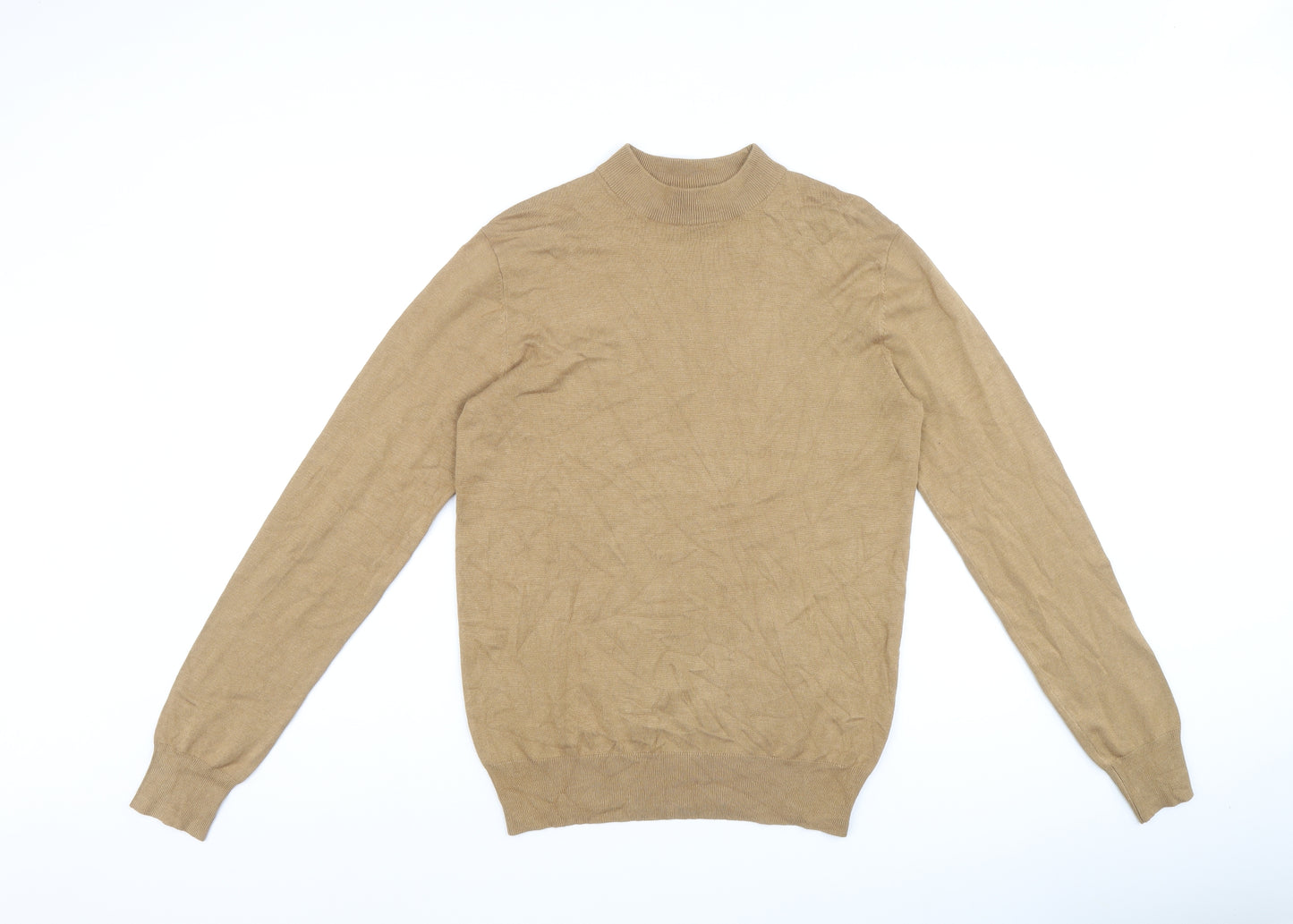 Gianni Feraud Mens Beige Mock Neck Viscose Pullover Jumper Size M Long Sleeve