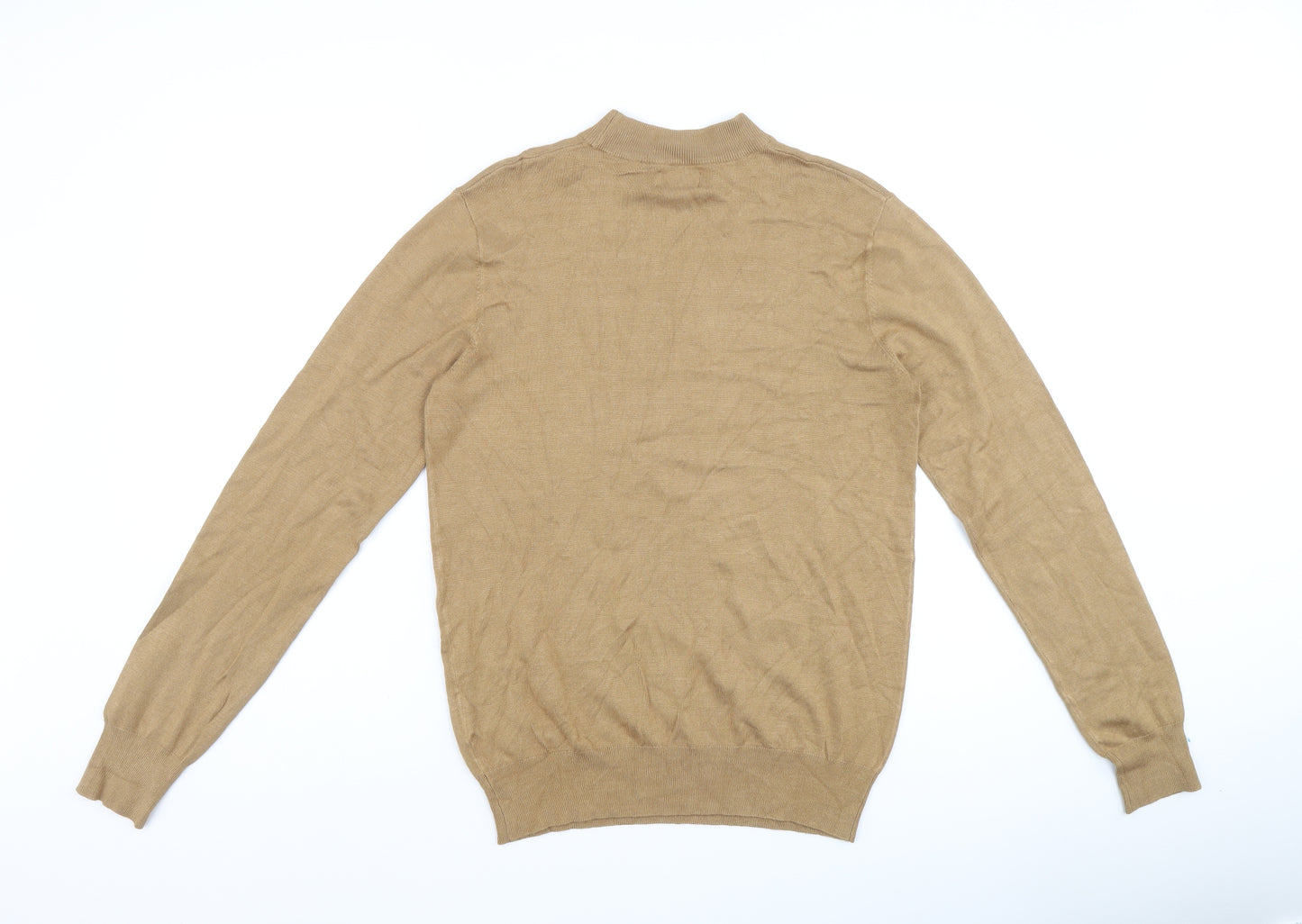 Gianni Feraud Mens Beige Mock Neck Viscose Pullover Jumper Size M Long Sleeve