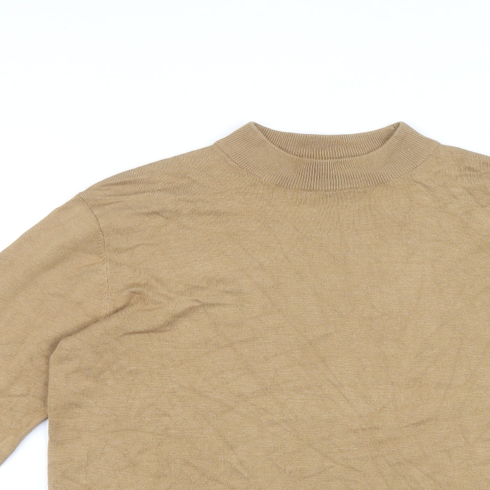 Gianni Feraud Mens Beige Mock Neck Viscose Pullover Jumper Size M Long Sleeve