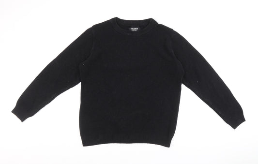 Pull&Bear Mens Black Crew Neck Polyester Pullover Jumper Size M Long Sleeve