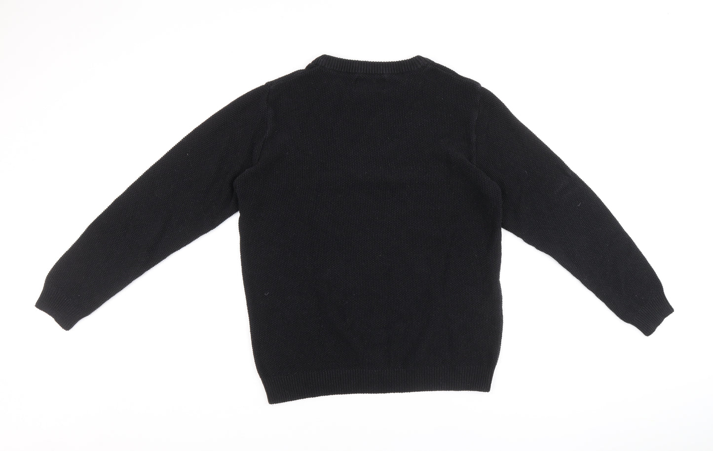 Pull&Bear Mens Black Crew Neck Polyester Pullover Jumper Size M Long Sleeve