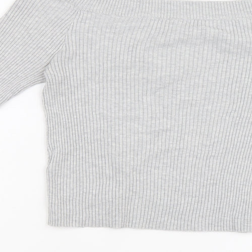 Divided by H&M Womens Grey Viscose Basic T-Shirt Size S V-Neck