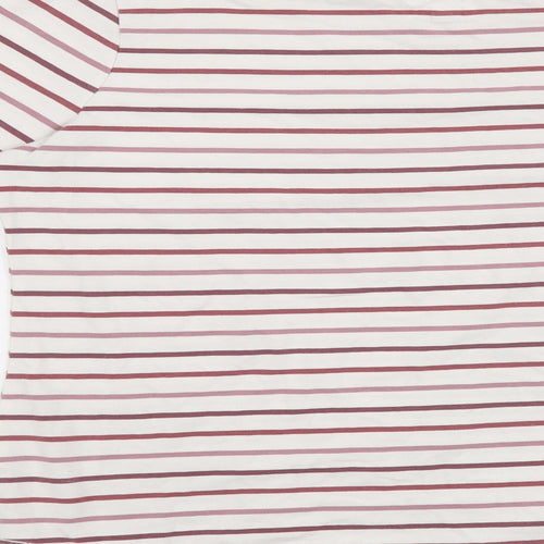 Fat Face Womens Ivory Striped Cotton Basic T-Shirt Size 12 Round Neck