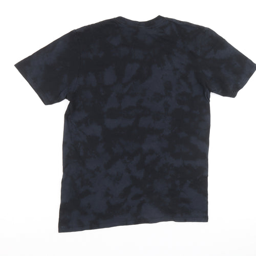 Gildan Mens Black Geometric Cotton T-Shirt Size M Round Neck - Queen