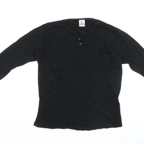 Rodeo Womens Black Cotton Basic T-Shirt Size 18 Henley