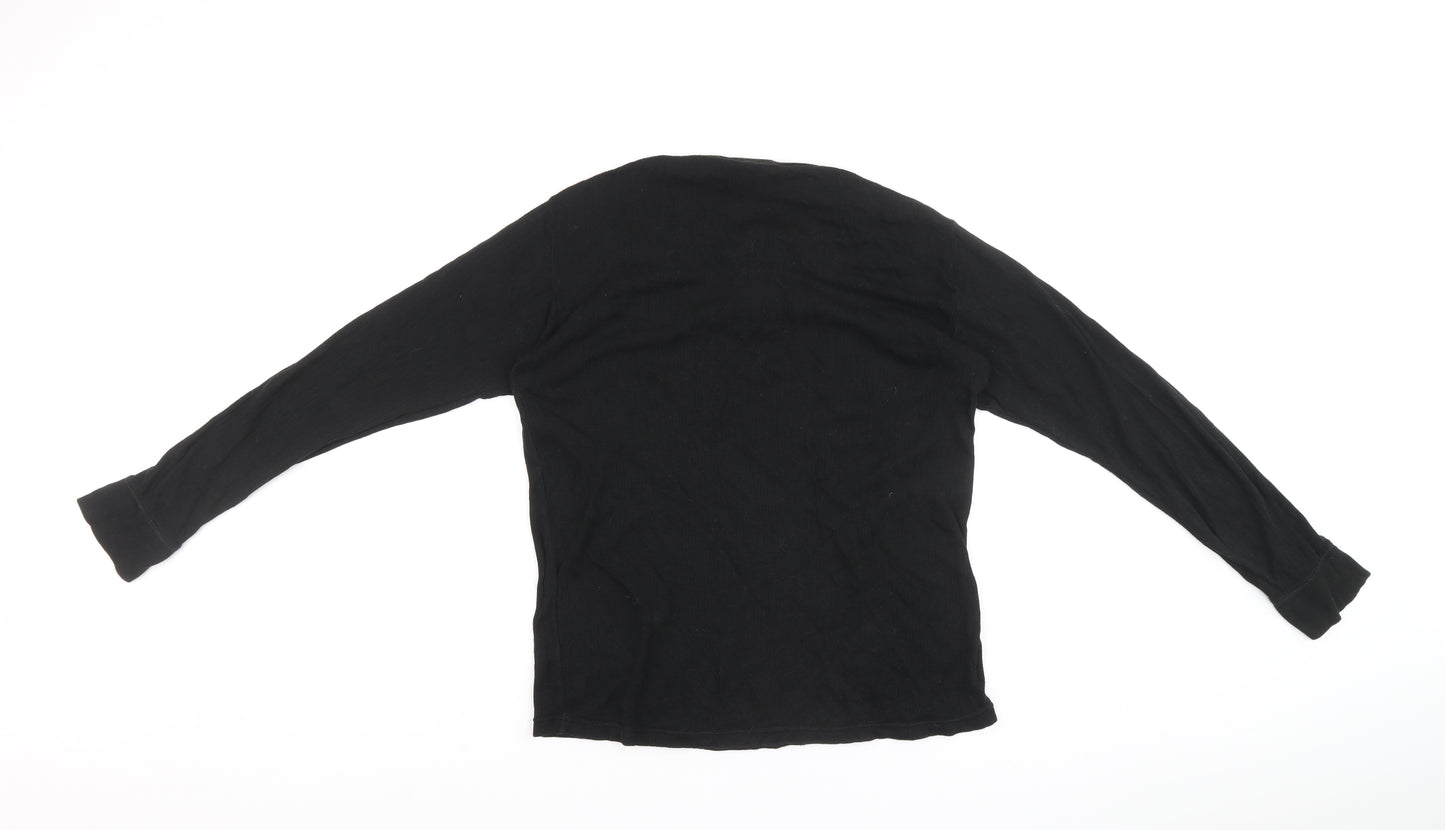 Rodeo Womens Black Cotton Basic T-Shirt Size 18 Henley