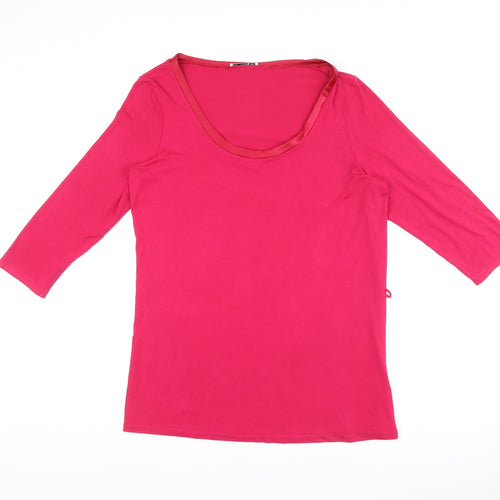 Autograph Womens Pink Viscose Basic T-Shirt Size 14 Boat Neck