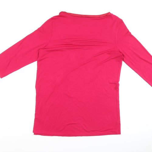 Autograph Womens Pink Viscose Basic T-Shirt Size 14 Boat Neck