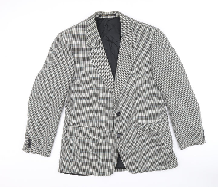 Marks and Spencer Mens Multicoloured Geometric Polyester Jacket Blazer Size 40 Regular