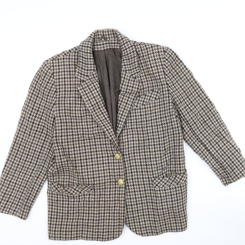 Accolade Womens Brown Plaid Nylon Jacket Blazer Size 14