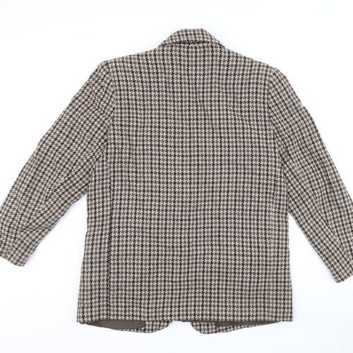 Accolade Womens Brown Plaid Nylon Jacket Blazer Size 14