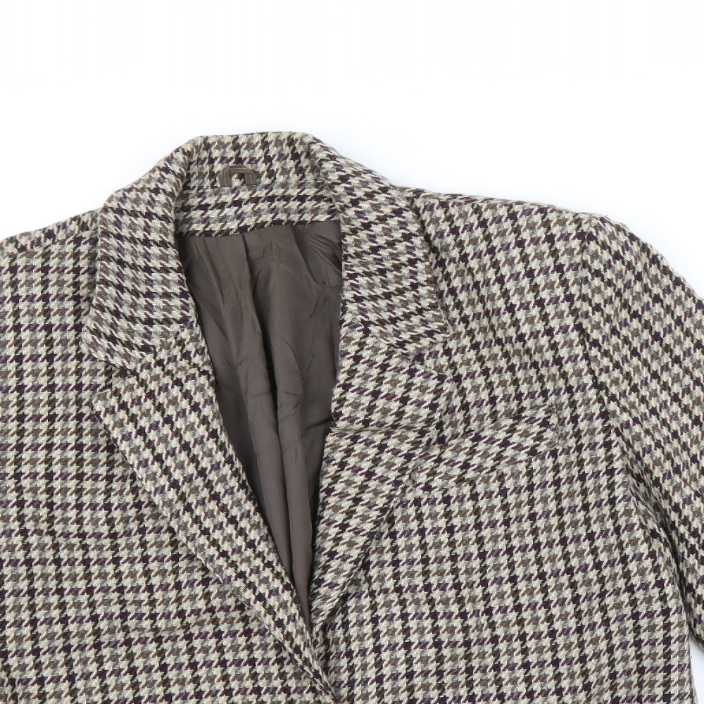 Accolade Womens Brown Plaid Nylon Jacket Blazer Size 14