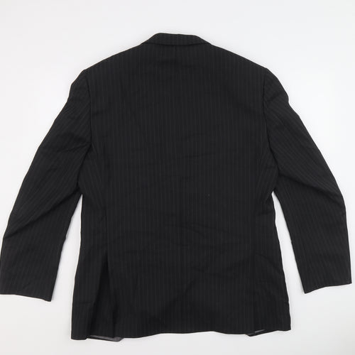 Marks and Spencer Mens Black Striped Polyester Jacket Suit Jacket Size 42 Regular