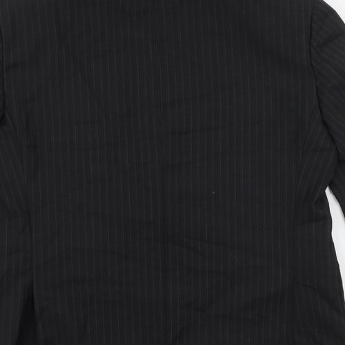 Marks and Spencer Mens Black Striped Polyester Jacket Suit Jacket Size 42 Regular