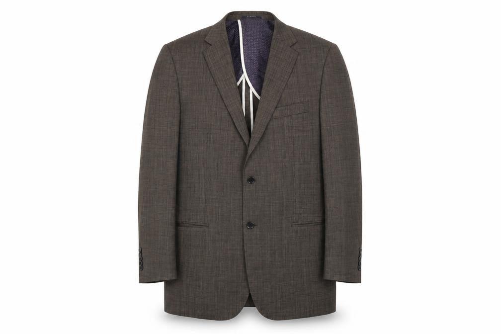 Front view of Sacoor men’s grey wool jacket blazer, size 54, regular - five button sleeve
