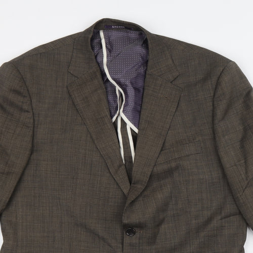 Sacoor Mens Grey Wool Jacket Blazer Size 54 Regular - Five button sleeve