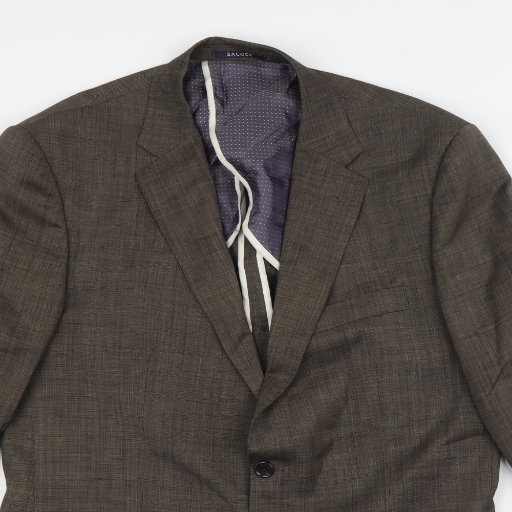 Sacoor Mens Grey Wool Jacket Blazer Size 54 Regular - Five button sleeve