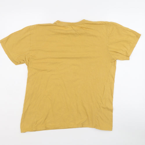 DESIGN APPAREL Mens Yellow Cotton T-Shirt Size S Crew Neck - New Zealand